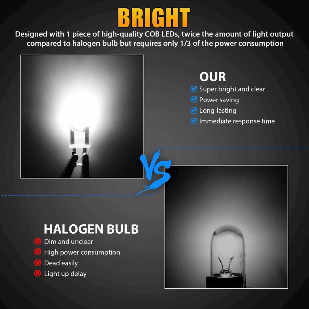 20X Light Bulbs White T10 194 168 W5W 2825 LED Interior Map Dome License Plate