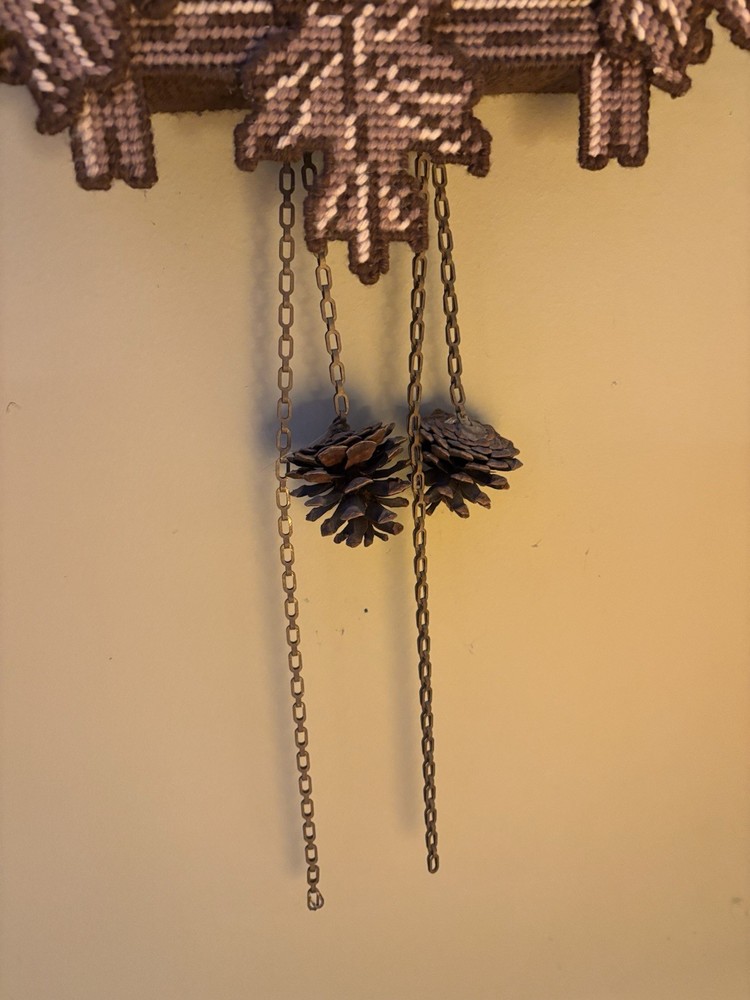 VTG Needlepoint Cuckoo Clock Working Battery Operated