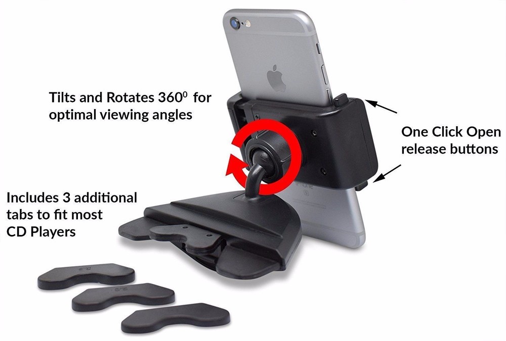 Teslan Disc Cradle Series CD Car Mount Phone Holder for iPhone and Android
