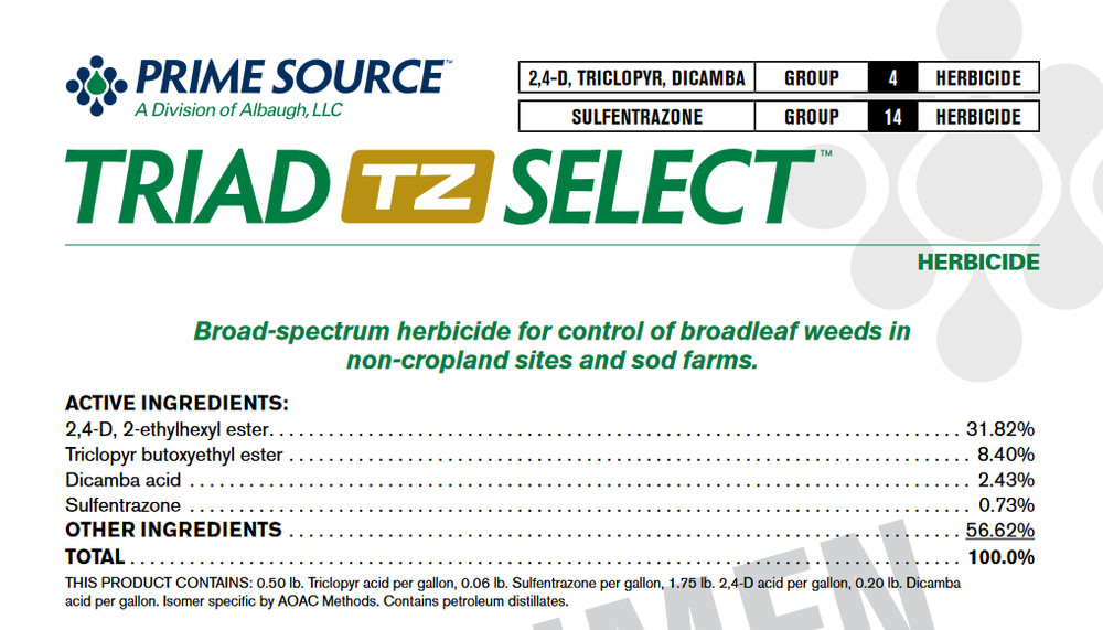 Select Source Triad TZ | 4-Way Combination Herbicide | (Quart)