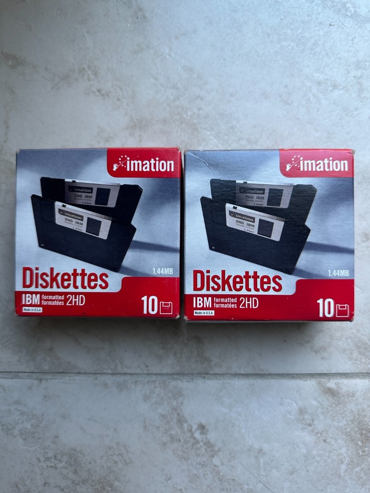 New Open Box Imation 2HD IBM Formatted 1.44MB Diskettes – 2x10 Pack