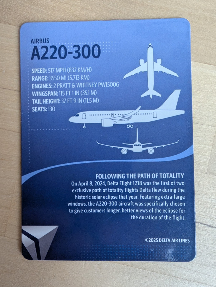 A220 Delta Plane Card # 64 from 2025 Set