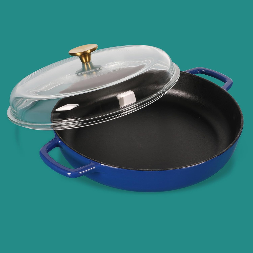 Kitchen Essentials Supper Club 3.75 Quart Enamel Cast Iron All in One Multi-P...