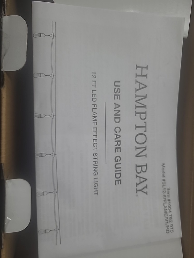 Hampton Bay FLAME EFFECT or SOLID 6-Light 12 ft. LED S14 String Lights A1