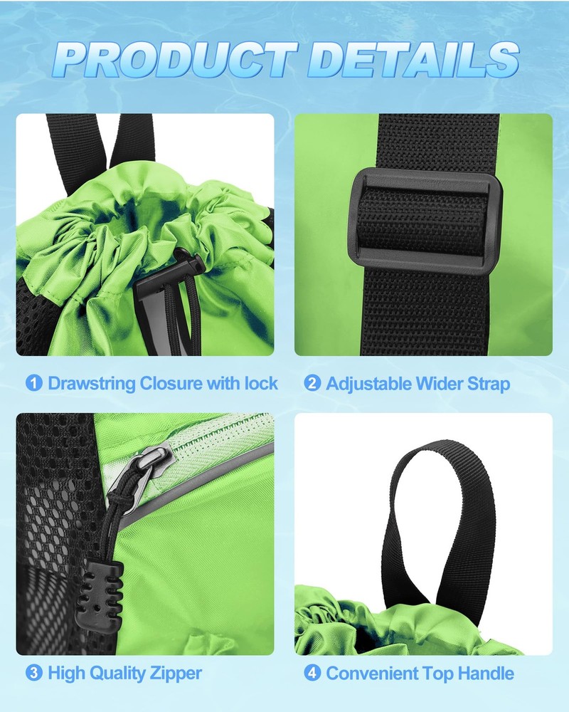 Mesh Swim Bag Drawstring Backpack Beach Backpack for Swimming, Pool, Gym, and...