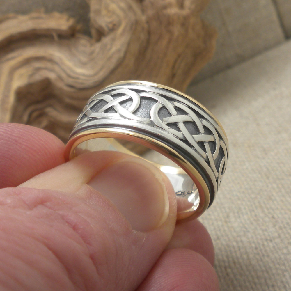 Sterling Silver & 10K Celtic Knot Wedding Ring KEITH JACK Various Sizes