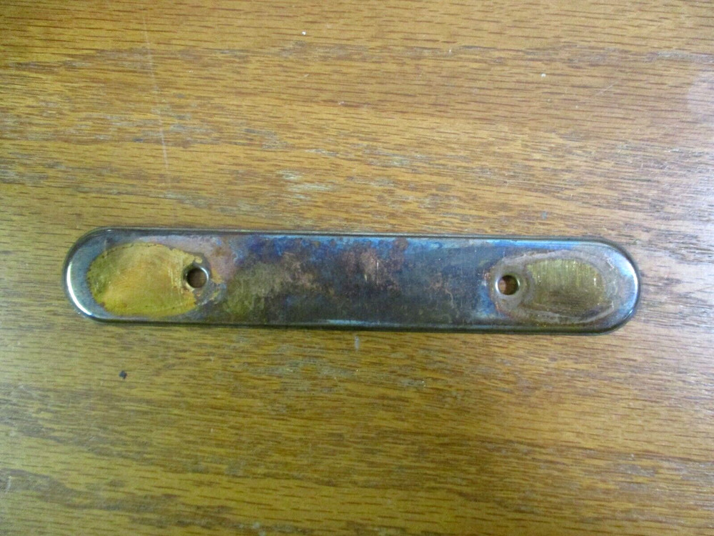 Amerock 63871 Nicely Tarnished Dark Brass Pull Handle Backplate 3" Centers Vtg