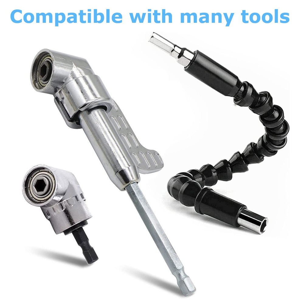 Long 105 Degree Right Angle Drill Socket Adapter Flexible Shaft Extension Bit