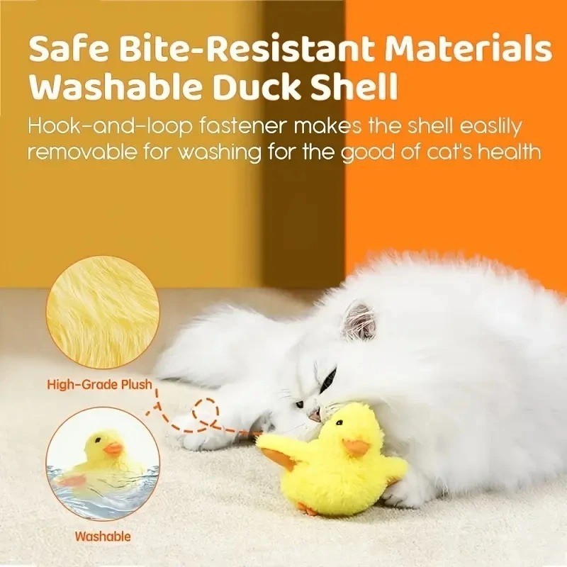 Interactive Flapping Duck Cat Toy | Electric Plush Bird Vibration Sensor Toy