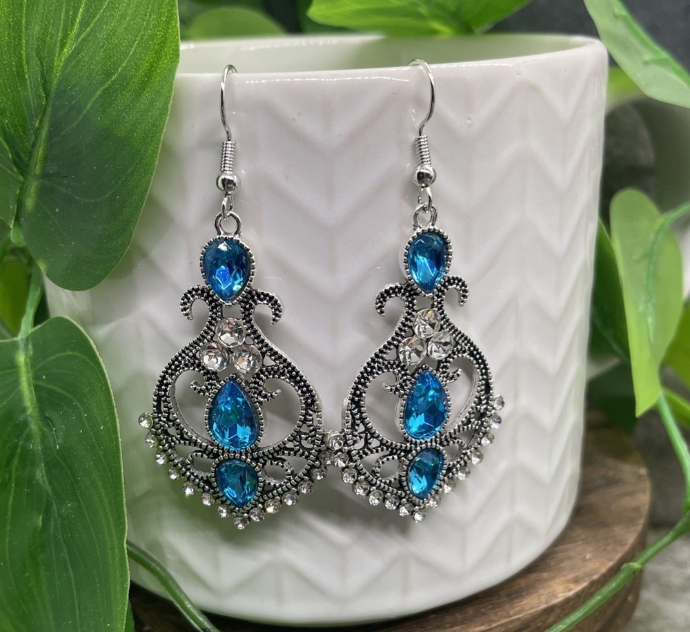 2” Silver-tone Bead Earring Set Boho Retro Drop Dangle New Free Ship B6900