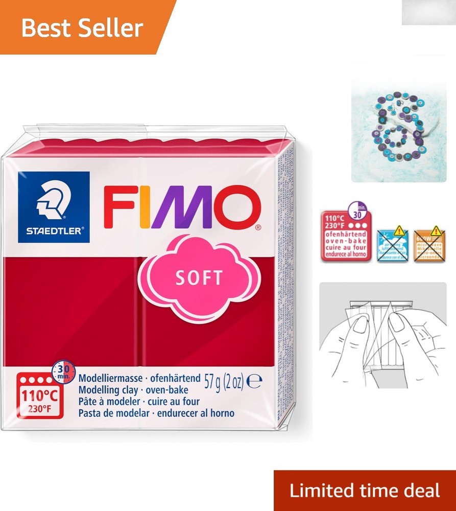 Oven-Bake FIMO Soft Polymer Clay - 57g Cherry Red for Creative Projects