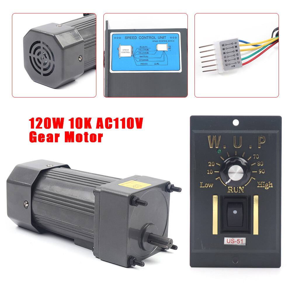 Single-phase Electric Gear Motor Variable Speed Controller Torque 1:10 0-135RPM