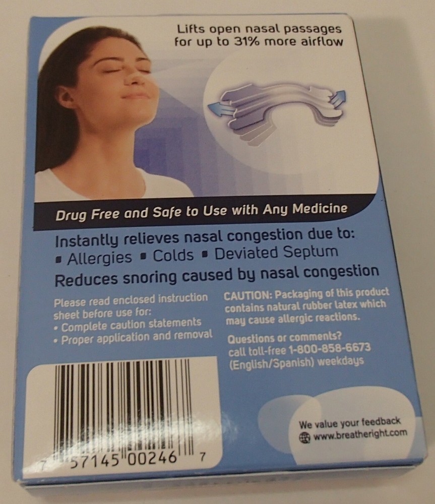 Breathe Right Nasal Strips Original Large Clear Strips 30 Count Pack