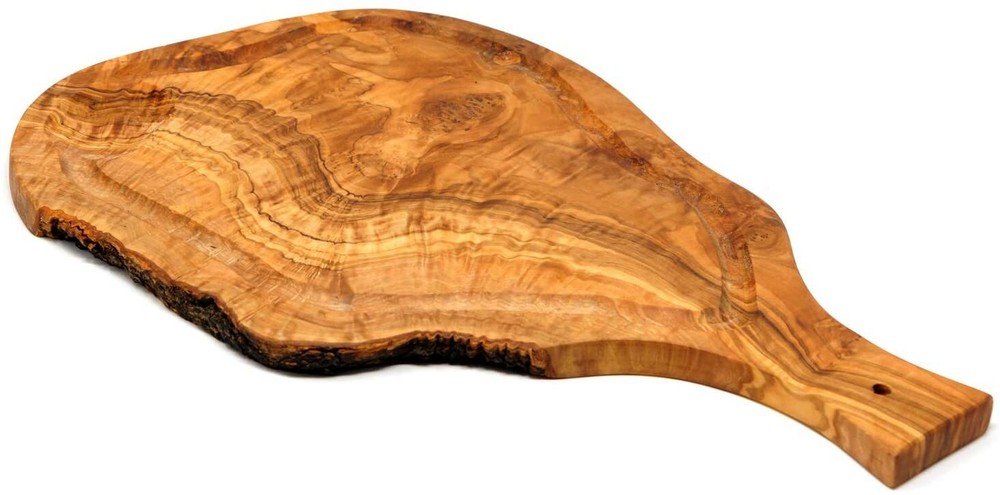 Beldinest Handcrafted Olive Wood Rustic Cutting Board with Handle 15"