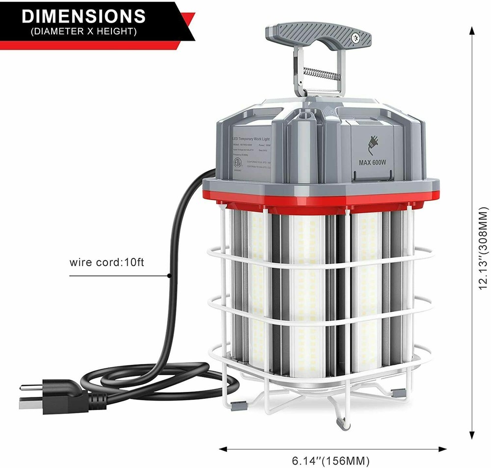 100W LED Temporary Work Light Linkable Construction Job Site Basement Lighting