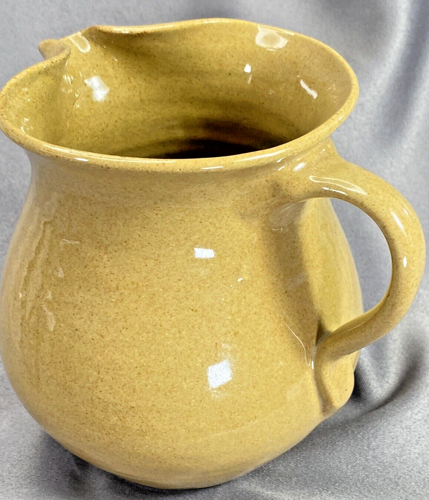 Hand Made Yellow/Brown Speckled Pottery Pitcher 28oz