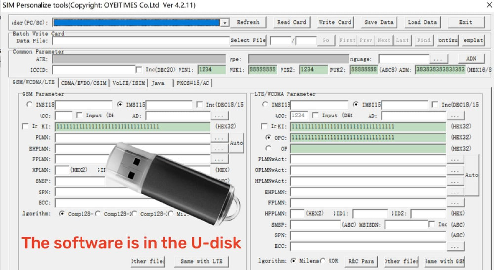 LTE WCDMA ICCID SIM USIM 4G Card Reader Writer Programmer + 5Pcs Blank Programab