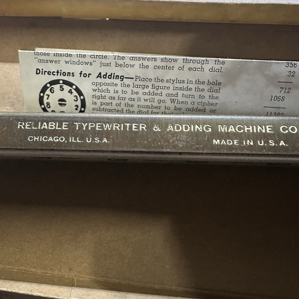 Antique ADDOMETER Portable adding machine Chicago with instruction sheet