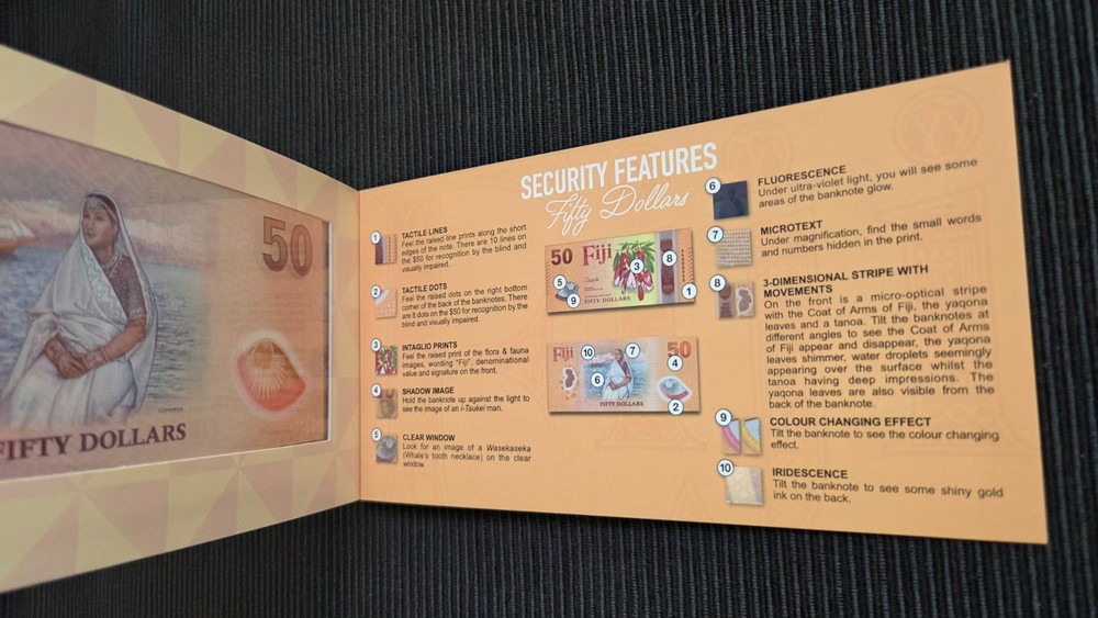 FIJI $50 Dollars 2026 First Prefix AA UNC Polymer Banknote Folder