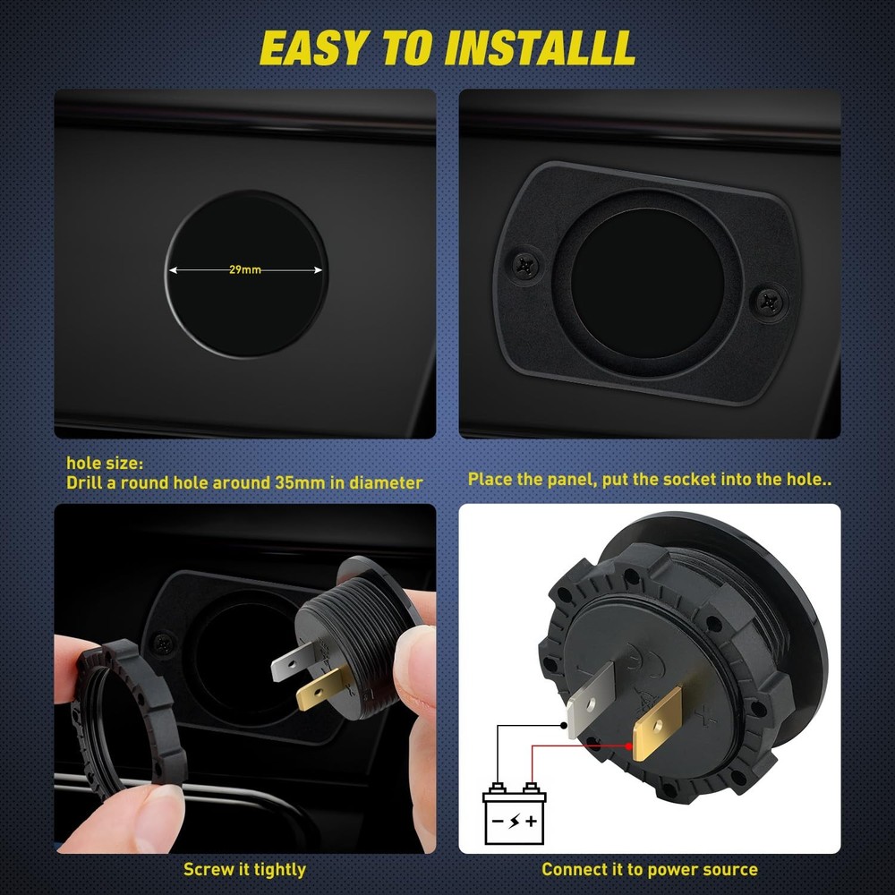 Nilight 12V LED Display Voltmeter with Touch Switch Digital Voltage Gauge Panel
