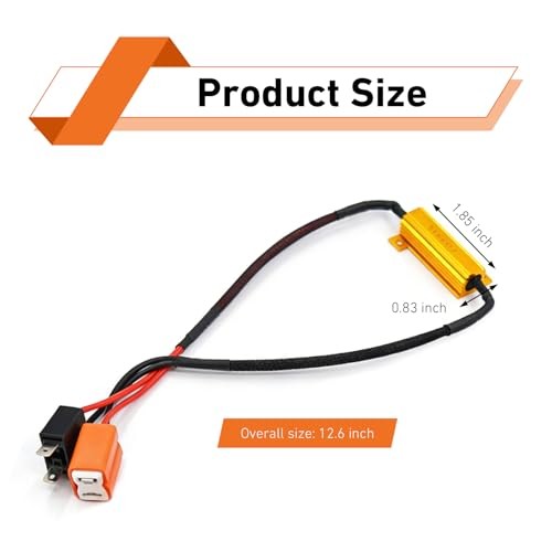 2PCS H7 Car LED Resistor Kit, 50W 6 Ohm Vehicle Anti Flicker Error Decoder,