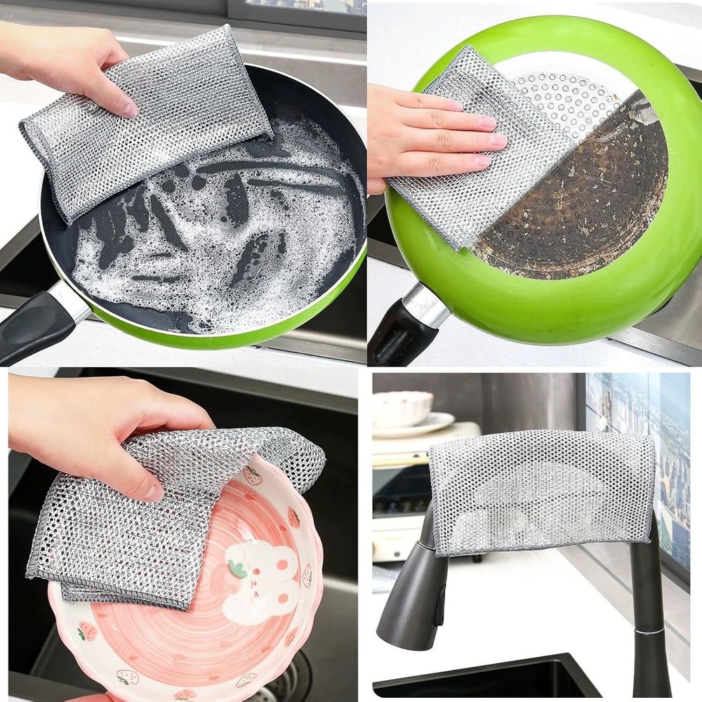 Multifunctional Non-Scratch Wire Dishcloth Multipurpose Wire Dishwashing Rags.