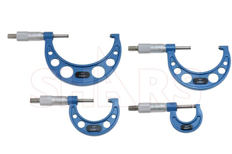 SHARS 0-4" Solid Metal Frame Micrometer Set NEW L}