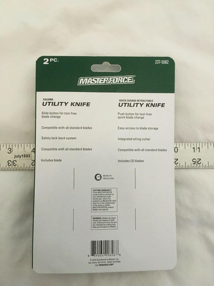 (2) NEW Masterforce Utility Knives - 1 Folding + 1 Quick Change Retractable