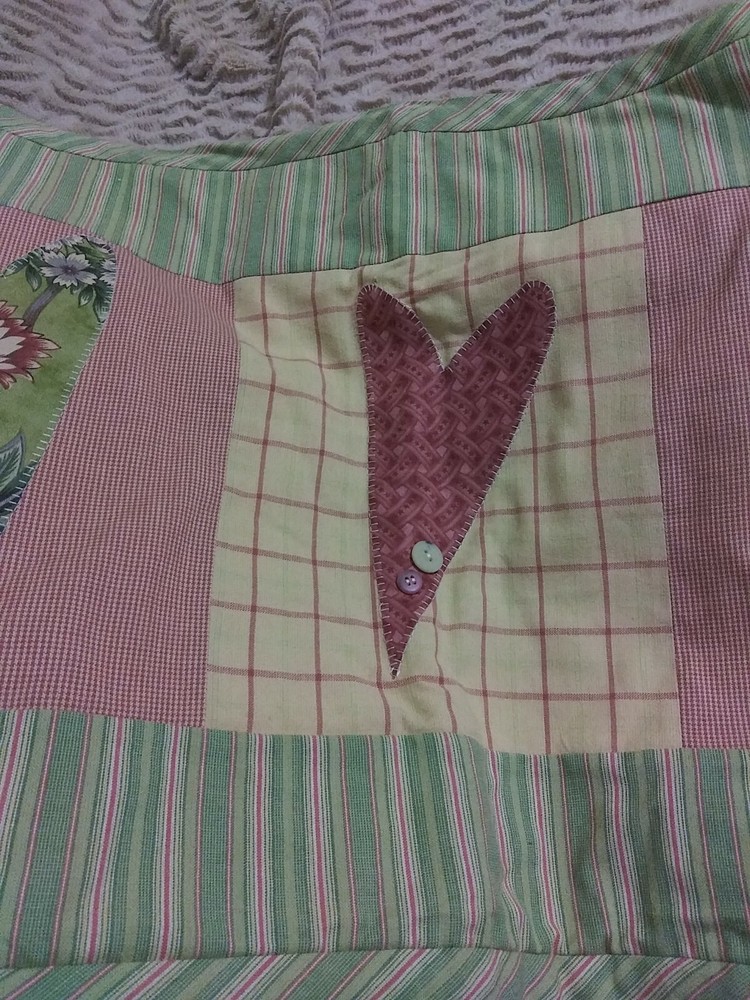 Handmade Patchwork Quilted RUNNER 16X47 COUNTRY Hearts Primitive OOAK