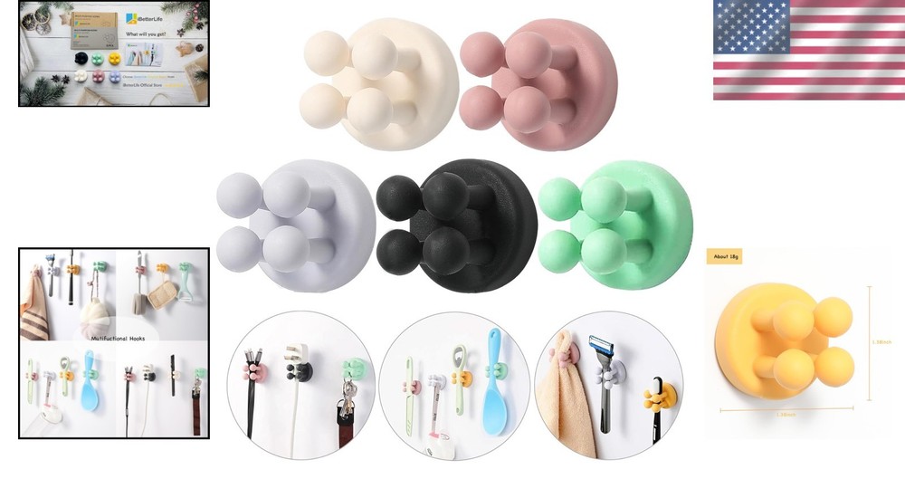Multi-Function Silicone Toothbrush Holders - Easy Install Waterproof Wall Hooks