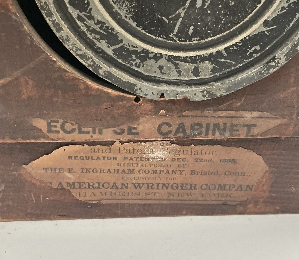 Antique Ingraham Eclipse Cabinet Clock, 1885 Patent Regulator