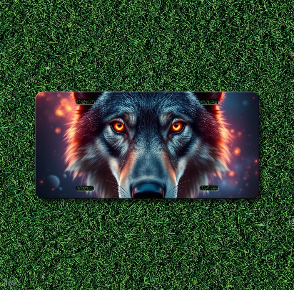 Powerful Wolf License Plate Add Text Auto Tag Gift Idea