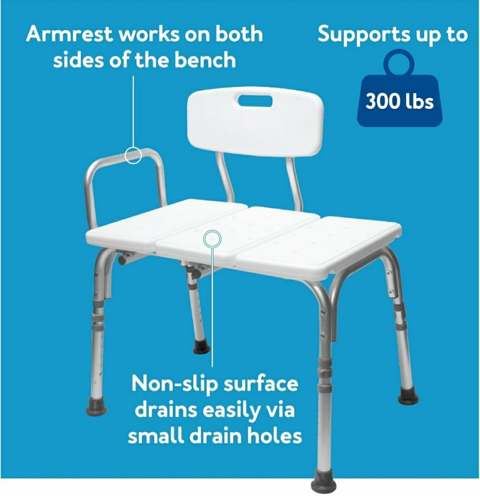 Adjustable Shower Transfer Bench Seat for Bathtub Safe Comfortable Easy Use