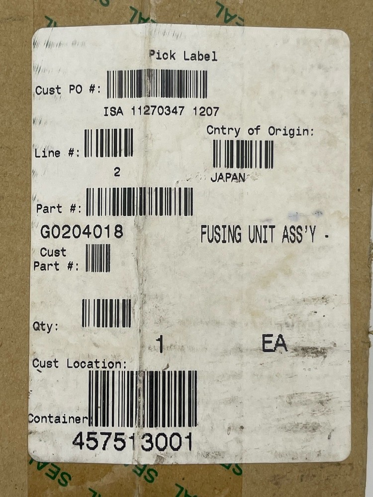 New! G020-4018 Fusing Unit Assembly G0204018 Fusing Unit Ass'y