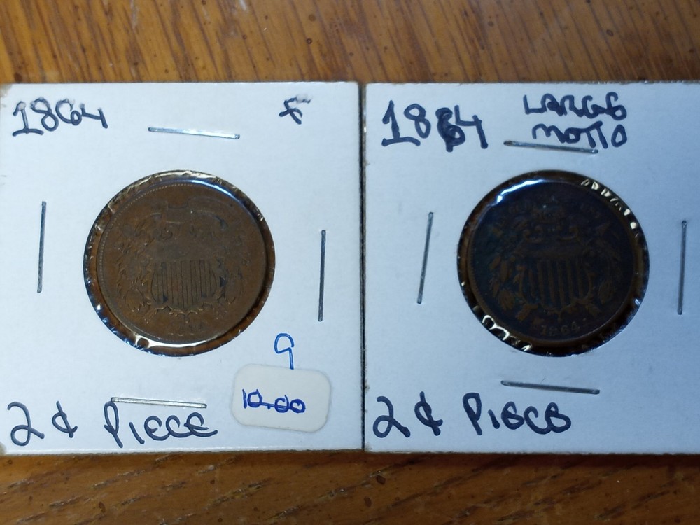 2 - 1864 Large Motto 2 Cent Pieces