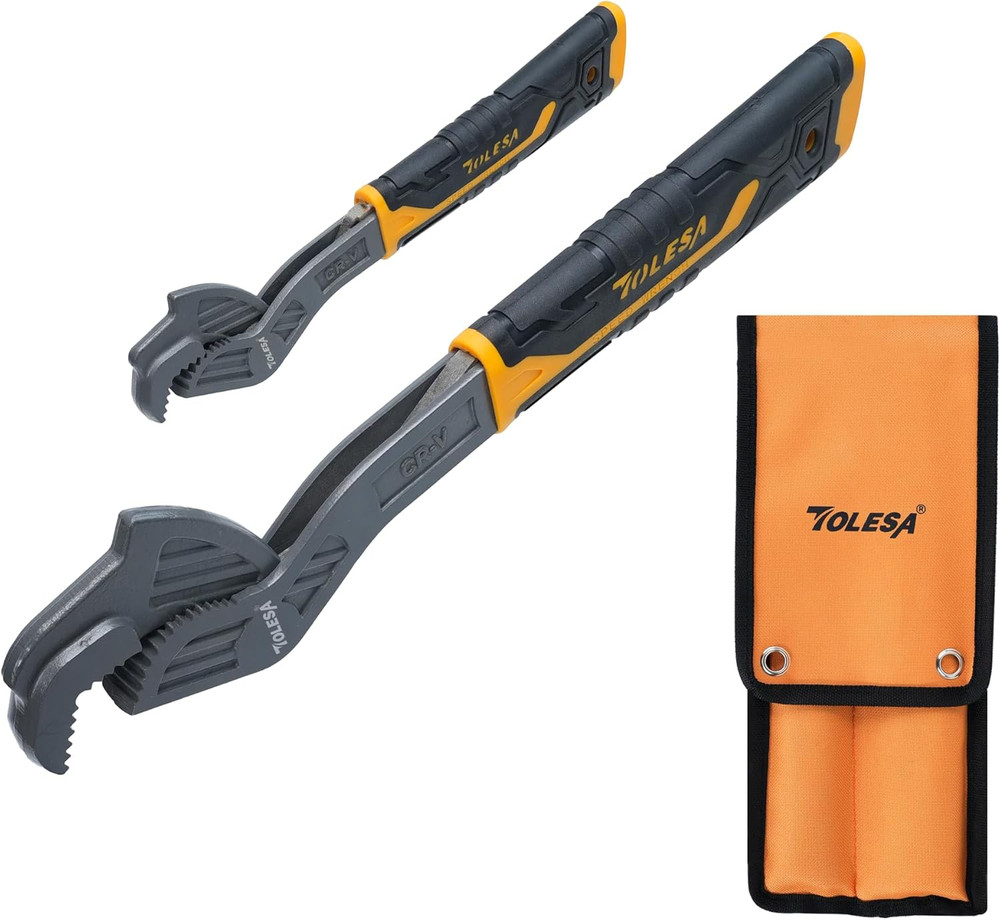 Self Adjusting Pipe Vise Wrench 0.35"-1.7", 2 Pack for Tight Spaces