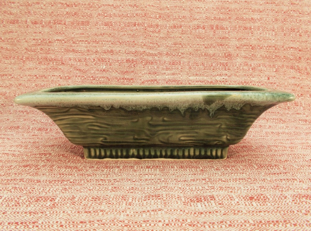 Vintage #410 Colonial China Company Modeled Green Rectangular Planter 11" Long