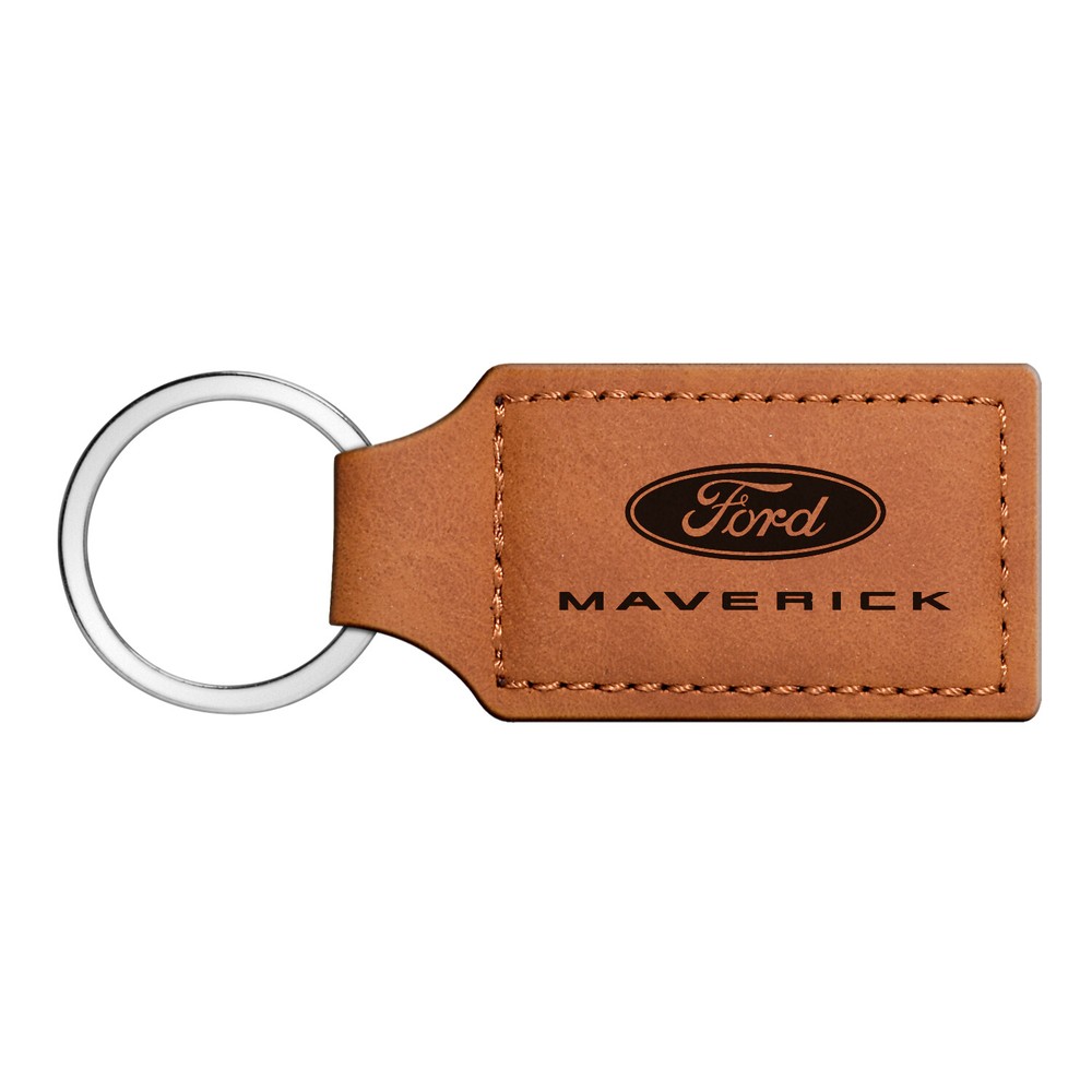 Ford Maverick Rectangular Brown Leather Key Chain
