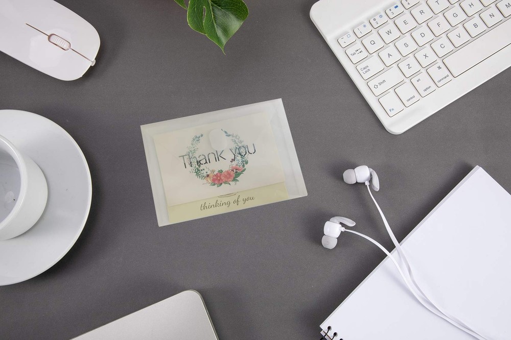 36 Pack 5x7 Clear Plastic Envelopes File Holder with Hook and Loop Closure