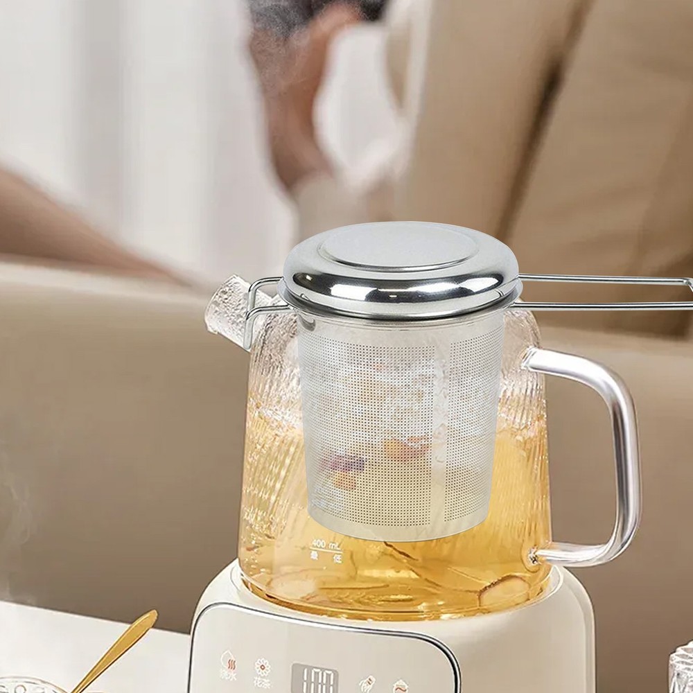 Stainless Steel Tea Diffuser Basket with Handle & Lid, Loose Leaf Tea Strainer