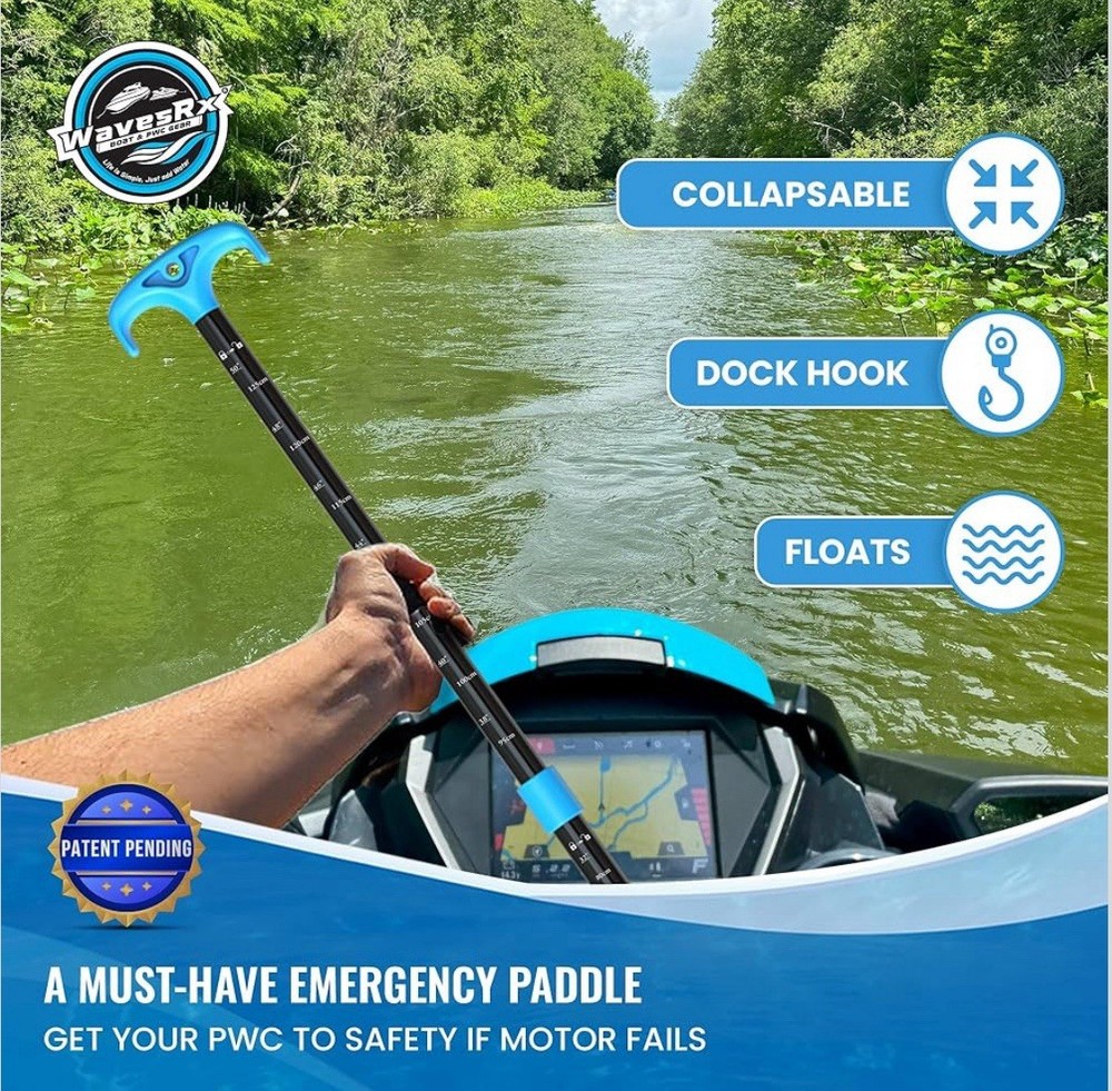 Telescoping Paddle with Docking Hook & Depth Gauge - Adjustable 24" to 54" Colla