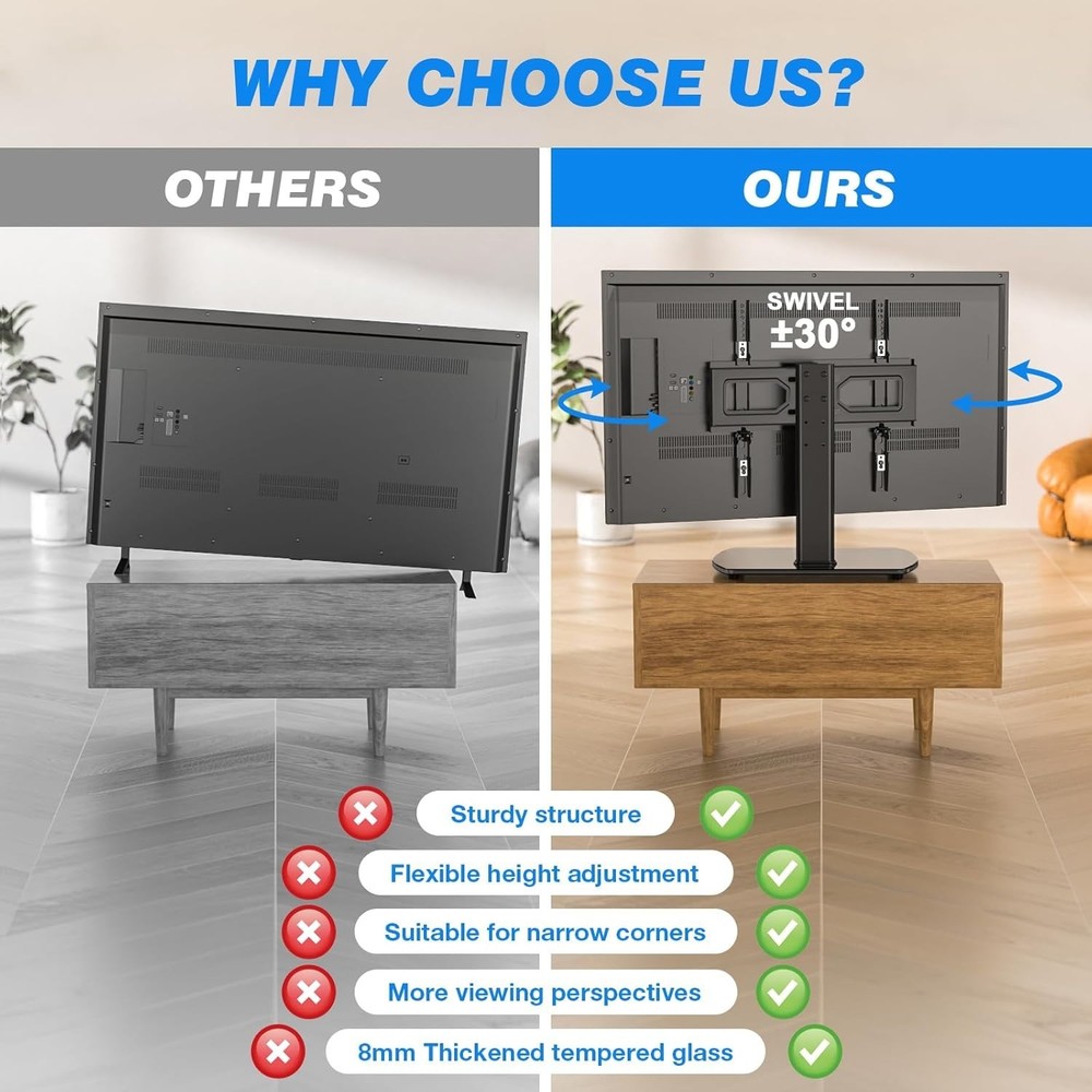 Universal TV Stand Mount with Cable Management=