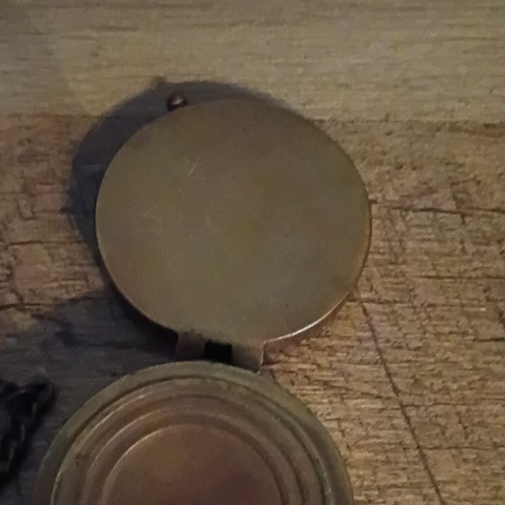 Brass Engraved Maritime Compass with Chain, Thoreau Inscription, With Case