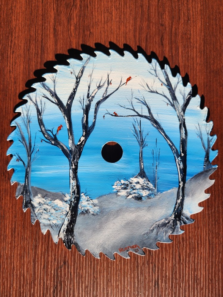 Painted Winter Scene Circular Saw Blade