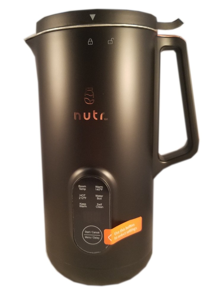 Nutr Machine, Single Serve Automatic Milk Maker, Black, 3 Temp Settings