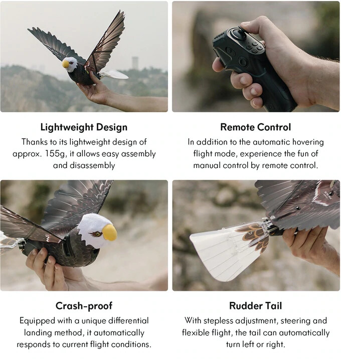 RC BIRD Eagle Orithopter FLAPPING WING 2.4GHZ RTF -NO BATTERY & CHARGE-