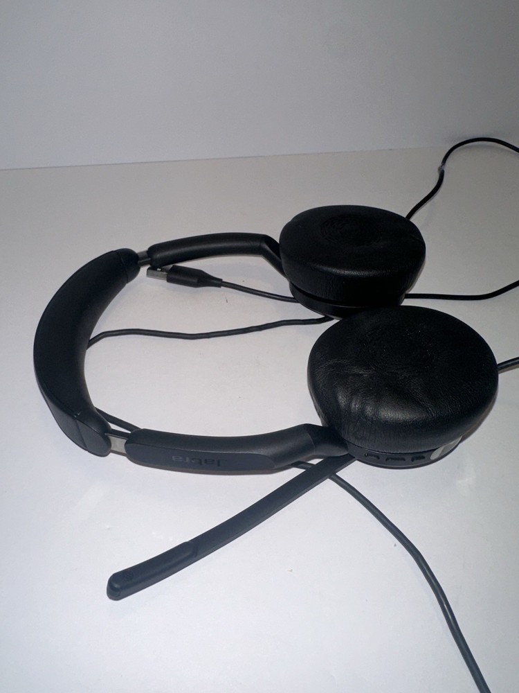 Jabra USB Wired Headband Headset Double Ear Boom Microphone Volume Control Black