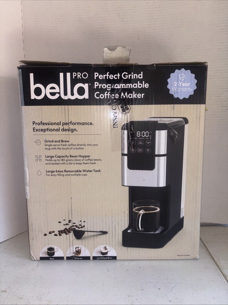 Bella PRO Programmable Single-Serve Coffee Maker Integrated Burr Grinder