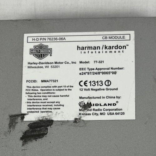 HARLEY DAVIDSON GENUINE HARMON KARDON CB MODULE 76236-06A