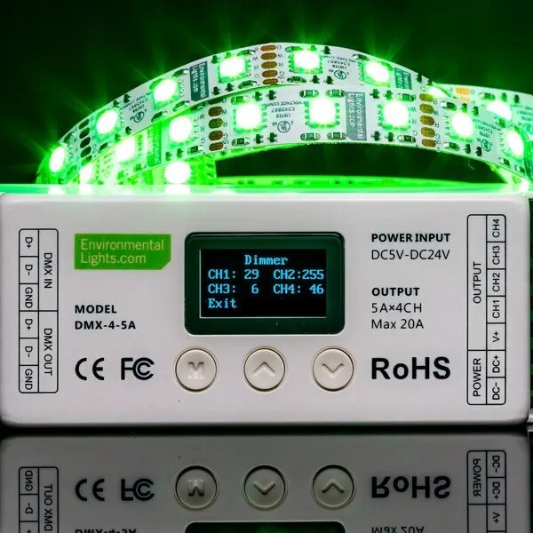 Environmental Lights DMX-5-4 LED DMX Decoder — 4 Ch x 5 A each — 5-24 VDC